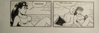 Nancy Comic Art By Guy Gilchrist Fritzi On Beach,  Bikini,  Gga,  Nancy