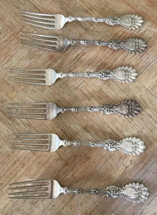 Set Of 6 Whiting Sterling Silver Art Deco Radiant Pattern Forks