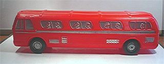 Vintage 1960`s ? Empire Blow Mold Red City Bus Large Toy Version