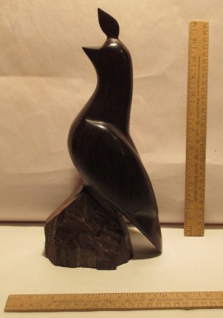 Wood Carved Quail - Iron Wood? - Dark Wooden Carved Bird Figurine