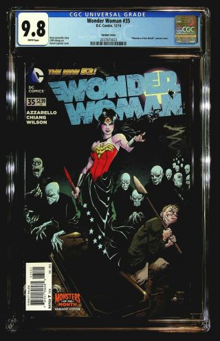 Wonder Woman 35 Cgc 9.  8 Azzarello Chiang Lopresti Monsters Of The Month Variant