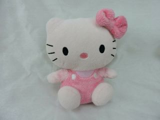 Ty Sanrio Hello Kitty Plush 6 " Pink Overalls 2011 Stuffed Animal Soft Bow Sewn