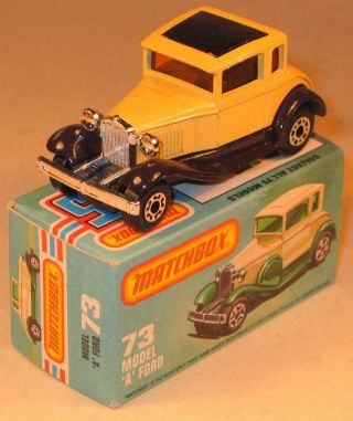 Matchbox Superfast No 73 Model " A " Ford.  In Cream & Brown Boxed