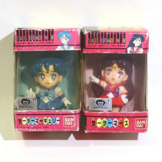 Sailor Mercury & Mars Mini Doll Japan Bandai 1994 Soldier Sailor Moon