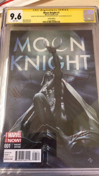Moon Knight (2014) 1 Variant Signed 3x By Granov,  Shalvey & Bellaire Cgc Ss 9.  6