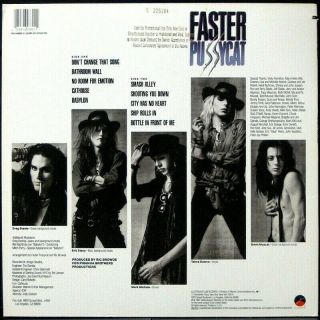 FASTER PUSSYCAT Near Unplayed 1987 White label Promo LP,  autographed 8x10 2