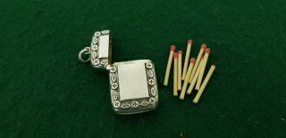 Antique Hallmarked 1896 CS TBs Solid Sterling Silver Vesta Case with Matches 2