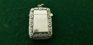 Antique Hallmarked 1896 CS TBs Solid Sterling Silver Vesta Case with Matches 5