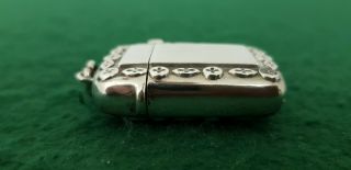Antique Hallmarked 1896 CS TBs Solid Sterling Silver Vesta Case with Matches 6