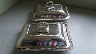 Lovely Antique Vintage Silver Plated Pair Entree Serving Dishes - William Hutton