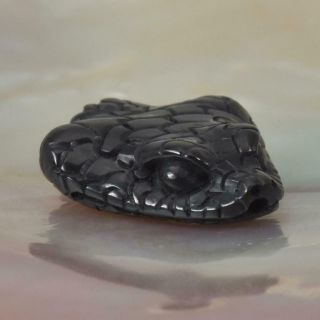 Snake Head Bead Buffalo Horn Art Carving For Bracelet Or Necklace Handmade 2.  53g