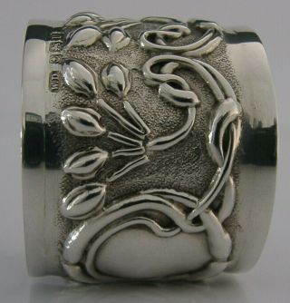 Rare Solid Silver Art Nouveau Napkin Ring 1919 Arts & Crafts