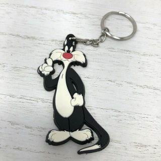 Sylvester The Cat Looney Tunes Vinyl Keychain Vintage 1998 Warner Brothers