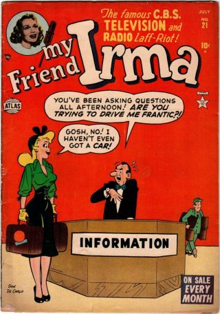 My Friend Irma 21 (1952,  Atlas,  Marvel) Dan De Carlo Headlights Cover,  Gga