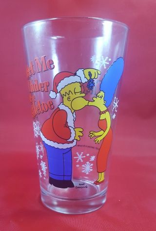 The Simpsons Christmas Holiday Pint Glass " Meet Me Under The Mistletoe "