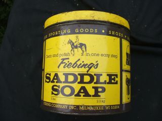 Yellow Black Saddle Soap Tin Fiebing’s Milwaukee Wisc Vintage Antique B20