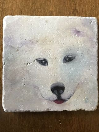 Samoyed Dog Art Tile Coaster Gift