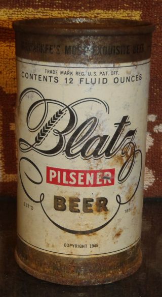 Old School 1949 Blatz Pilsner Flat Top Beer Can Irtp On Side Milwaukee Wi