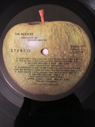 The Beatles White Album Numbered SWBO 101 Embossed Vinyl LP Orig Record 7