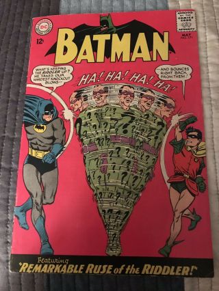 Batman 171 Comic Book 1965 First Silver Age Riddler - Dc 7.  0 Book