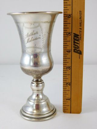 Vintage Sterling Silver Judaica Kiddush Wine Cup Engraved Arthur Makadon Goblet 3
