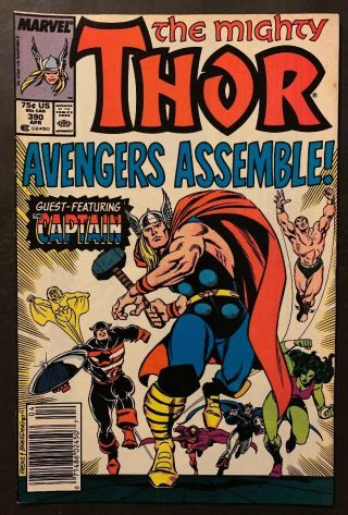 Thor 390 Newsstand (marvel Comics 1988) Cap Lifts Thor’s Hammer Vg/fn