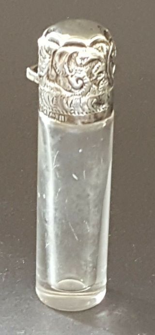 Hallmarked Silver & Clear Glass Vintage Art Deco Antique Small Scent Bottle