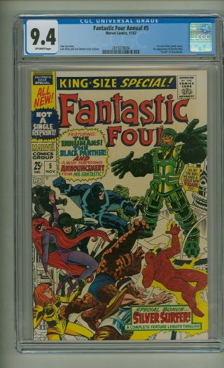 Fantastic Four Annual 5 (cgc 9.  4) O/w Pages; 1st Solo Silver Surfer (c 24056)