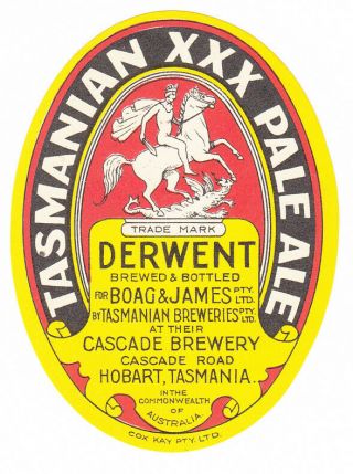 Old Tasmanian Xxx Pale Ale Beer Label