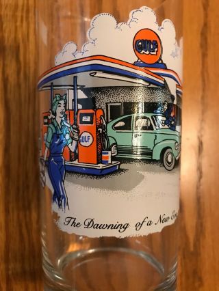 Vintage Gulf Oil Gas Collectors Series Drinking Glass " The Dawning Of A Era "