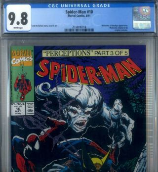 Primo: Spider - Man 10 Nm/mt 9.  8 Cgc Wolverine Mcfarlane 1990 Marvel Comics