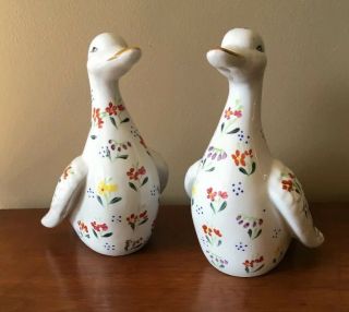 Formalities By Baum Bros Pair Dove Figurines Floral Pattern Gold Trim
