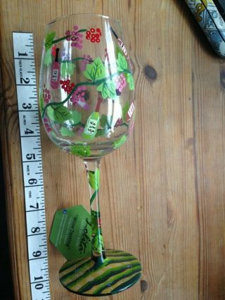 Lolita Hand - Painted With Tags & Stickers On Wine Glass - Wine Tasting