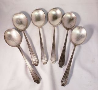 6 Vintage Sterling Silver Tablespoons Or Large Soup Spoons.