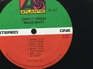 CHARLES MINGUS - Mingus Moves ATLANTIC 1653 {nm orig} w/Adams,  Hampton,  Pullen 5