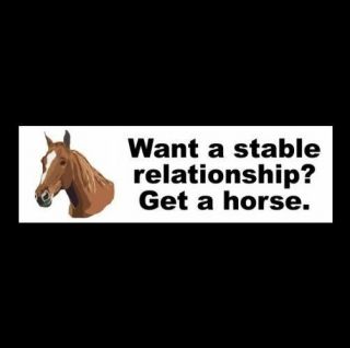 Funny " Want A Stable Relationship? Get A Horse.  " Decal Bumper Sticker,  If,  You