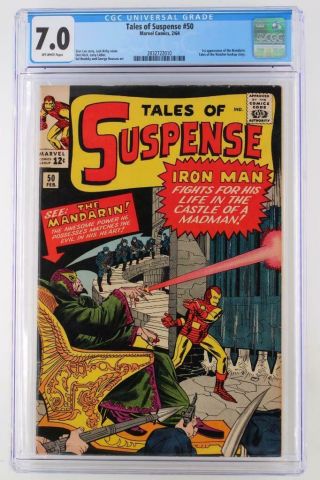 Tales Of Suspense 50 - Cgc 7.  0 Fn/vf - Marvel 1964 - Iron Man 1st App Mandarin