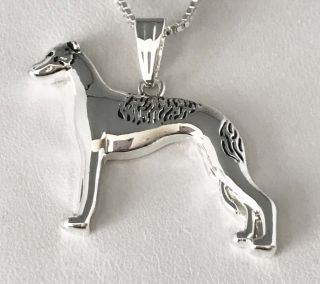 Silver Plated Pendant Necklace With Standing Greyhound Or Whippet