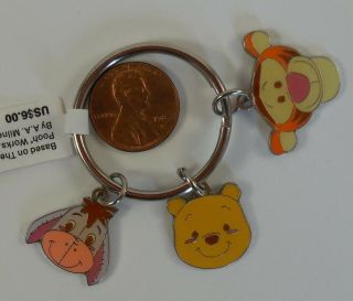 Disney Winnie The Pooh,  Tiger And Eeyore Faces Enamel Keychain Dk105