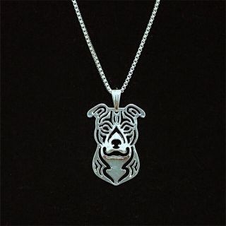 Pit Bull Dog Pendant Necklace Silver Tone Animal Rescue Donation