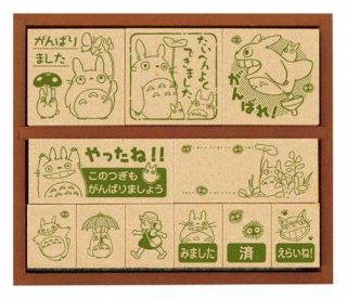 Ha0861 Totoro Wooden Rubber Stamp Set Rare (studio Ghibli) Miyazaki Japan