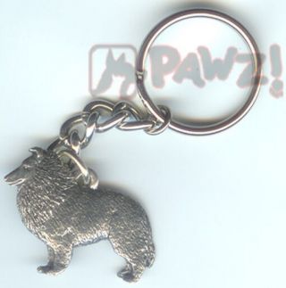 Sheltie Shetland Sheepdog Dog Pewter Keychain Key Chain Ring