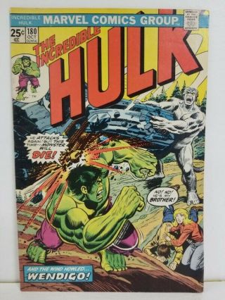 The Incredible Hulk 180 Oct.  1974 Wendigo 1st App Wolverine Bronze Mvs Stamp