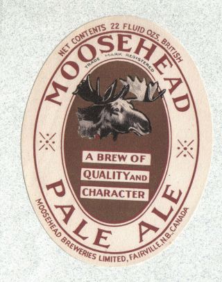 Beer Label - Canada - Moosehead Pale Ale - Fairville,  Brunswick