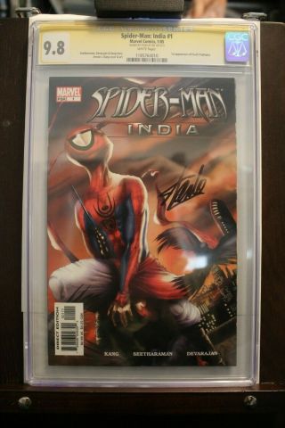 Spider - Man: India 1 Cgc 9.  8 Signature Series Stan Lee Signed.  Only Gold 9.  8