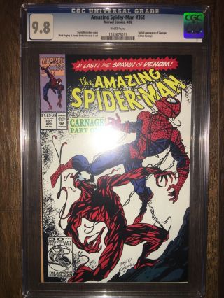The Spider - Man 361 Cgc 9.  8 1st Carnage White Pages 1st Print