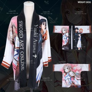 Sword Art Online Anime Kimono Cosplay Costume Yukata Unisex Outerwear Haori Coat
