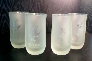 4 Remy Martin Fine Champagne Cognac Frosted Glasses 4 - 1/2 " Tall 8oz
