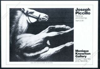 1980 Joseph Piccillo Horse Drawing Nyc Gallery Vintage Print Ad
