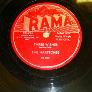the HARPTONES doo - wop 78 THAT ' S THE WAY IT GOES / THREE WISHES on RAMA RJ 385 2